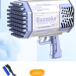 Bubble Gun Rocket 69 Holes Soap Bubbles Machine Gun Shape Automatic Blower With Light Toys For Kids Pomperos
