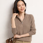 Half-open Zipper Collar Pullover Knitted