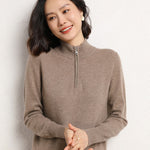 Half-open Zipper Collar Pullover Knitted