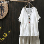 Ruffled Loose Plus Size Top For Ethnic Style Shirt Women