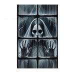 3D Holiday Halloween Horror Witch Window Cover Family Party Decoration Witch Zombie Ghosts Super Terrifying Photo Studio Backdrop Door Window Hanging Banner
