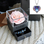 Valentines Day Gift Women Rose Jewelry Box Dried Flower Real Flowers Eternal Roses In Box