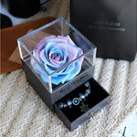 Valentines Day Gift Women Rose Jewelry Box Dried Flower Real Flowers Eternal Roses In Box