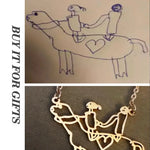 Customized Children's Drawing Necklace Kid's Art Personalized Pictures Draw Custom Design Name Logo For Kids Mom Family Gifts