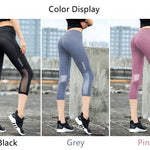 Women Capri Pants Workout Leggings Yoga Pants High Waist Mesh Quick Dry Breathable Sports Leggings Women Running Fitness Tights