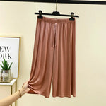 Modal Plus Size Capri Pants Women's Summer Loose Fit Wide Leg Elastic Waist Casual Lounge Shorts