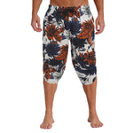 Mens Allover Stylish Print Harem Pants Capri Pants Elastic Waistband Pockets Hippie Pants Boho Style Trousers Beach Costume