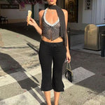 Black Capris Slight Flare Pants Women Y2k Clothes Slim Fit Trousers Pantalones De Mujer Zipper Roupa Feminino Streetwear