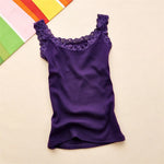 Tank Tops Women Summer O-neck Lace Suspender Camisole Solid Color Female U-shaped Low Cut Vest 2024 Sleeveless