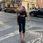Black Capris Slight Flare Pants Women Y2k Clothes Slim Fit Trousers Pantalones De Mujer Zipper Roupa Feminino Streetwear