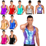 Shiny Metallic Tank Tops Men Sport Fitness Bodybuilding Tanks Fashion Mens Gym Vest Tops Sleeveless T-Shirt Singlet Undershirts