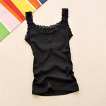 Tank Tops Women Summer O-neck Lace Suspender Camisole Solid Color Female U-shaped Low Cut Vest 2024 Sleeveless