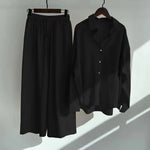 Autumn Women's Clothing 2024 New Fashionable Retro Cotton Linen Shirt High Waist Loose Long Sleeved Lace Up Pants Two-piece Set