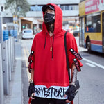 Autumn  Men's Casual Hoodie Sweatshirt Techwear Hip Hop Harajuku Style with Ribbons Patchwork Japanese Streetwear Darkwear