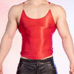 Sexy Men Oil Glossy Shiny Tank Tops Stain Smooth Spaghetti Strap Sheer See Through Fashion Top High Elastic Sleeveless Shirt
