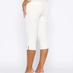 Women Casual Capri Pants, Low Waist Zebra Stripes/Solid Color 3/4 Leggings for Daily Wear Fitness Workout Outfits