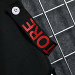 Autumn  Men's Casual Hoodie Sweatshirt Techwear Hip Hop Harajuku Style with Ribbons Patchwork Japanese Streetwear Darkwear