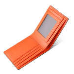 Airtag Business Genuine Cow Leather Men Bifold Thin Wallet RFID Blocking Credit Bank Card Holder with ID Window Male Purse Black