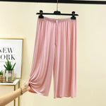 Modal Plus Size Capri Pants Women's Summer Loose Fit Wide Leg Elastic Waist Casual Lounge Shorts