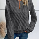 Women Sweatshirt 2025 Spring Autumn Latest Fashion Solid Color Deep V-Neck Pullover Long Sleeved Casual Hoodie Loose Sporty Top