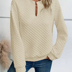 Women Sweatshirt 2025 Spring Autumn Latest Fashion Solid Color Deep V-Neck Pullover Long Sleeved Casual Hoodie Loose Sporty Top