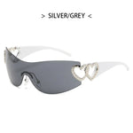 Y2K Retro Sunglasses for Women Rimless Gradient Lens Wrap Around Style 2000's Punk Oversized Fashion UV400 Sun Glasses Goggles