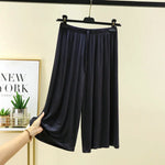 Modal Plus Size Capri Pants Women's Summer Loose Fit Wide Leg Elastic Waist Casual Lounge Shorts