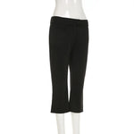 Black Capris Slight Flare Pants Women Y2k Clothes Slim Fit Trousers Pantalones De Mujer Zipper Roupa Feminino Streetwear
