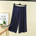 Modal Plus Size Capri Pants Women's Summer Loose Fit Wide Leg Elastic Waist Casual Lounge Shorts