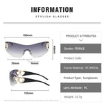 Y2K Retro Sunglasses for Women Rimless Gradient Lens Wrap Around Style 2000's Punk Oversized Fashion UV400 Sun Glasses Goggles