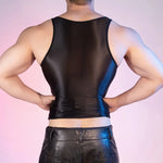 Sexy Men Oil Glossy Shiny Tank Tops Stain Smooth Spaghetti Strap Sheer See Through Fashion Top High Elastic Sleeveless Shirt
