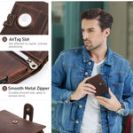 Luxury Brand Airtag Wallet Men Leather RFID Aluminum Card Holder Zipper Slim Purses Anti-lost ID Credit Card Folding wallets