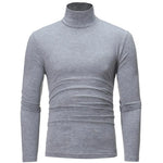 Autumn  Winter Men's High Neck T-shirt Slim Fit Fashion High Elastic Long Sleeve Casual Breathable Apparel Pullover