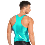 Shiny Metallic Tank Tops Men Sport Fitness Bodybuilding Tanks Fashion Mens Gym Vest Tops Sleeveless T-Shirt Singlet Undershirts