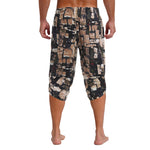 Mens Allover Stylish Print Harem Pants Capri Pants Elastic Waistband Pockets Hippie Pants Boho Style Trousers Beach Costume