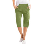 Womens Capris Cotton Linen Pants Drawstring Elastic Waist Pants Casual Cropped Trousers Daily Breeches Five Half Pants Pantalone