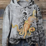 Hoodies Sweatshirts Printed Crewneck Blue Ocean Tentacles Casual Colors Outdoors Sports Harajuku Streetwear Women Men Clothing