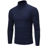 Autumn  Winter Men's High Neck T-shirt Slim Fit Fashion High Elastic Long Sleeve Cotton Casual Breathable Apparel Pullover