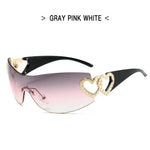 Y2K Retro Sunglasses for Women Rimless Gradient Lens Wrap Around Style 2000's Punk Oversized Fashion UV400 Sun Glasses Goggles