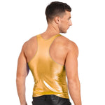 Shiny Metallic Tank Tops Men Sport Fitness Bodybuilding Tanks Fashion Mens Gym Vest Tops Sleeveless T-Shirt Singlet Undershirts