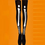 Halloween April Fools Day Theme Party Role Playing Horror Skull Print Long Tube Tight Stockings Costume Women Festival
