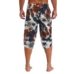 Mens Allover Stylish Print Harem Pants Capri Pants Elastic Waistband Pockets Hippie Pants Boho Style Trousers Beach Costume