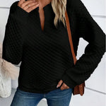 Women Sweatshirt 2025 Spring Autumn Latest Fashion Solid Color Deep V-Neck Pullover Long Sleeved Casual Hoodie Loose Sporty Top
