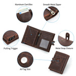 Luxury Brand Airtag Wallet Men Leather RFID Aluminum Card Holder Zipper Slim Purses Anti-lost ID Credit Card Folding wallets