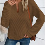 Women Sweatshirt 2025 Spring Autumn Latest Fashion Solid Color Deep V-Neck Pullover Long Sleeved Casual Hoodie Loose Sporty Top