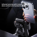 Car Phone Charger Phone Holder 15W Wireless & Wired Charger Auto Sensing One-Touch Release and Rotation Qi FCC ROHS Certified