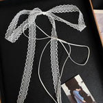 2 Pcs Retro Lace Ribbon Bow Neckband Women Fashion Simple Double Layer Long Tassel Necklace Versatile Neck Ornament Accessories