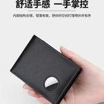 Airtag Business Genuine Cow Leather Men Bifold Thin Wallet RFID Blocking Credit Bank Card Holder with ID Window Male Purse Black