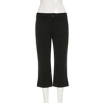 Black Capris Slight Flare Pants Women Y2k Clothes Slim Fit Trousers Pantalones De Mujer Zipper Roupa Feminino Streetwear