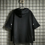 Autumn  Men's Casual Hoodie Sweatshirt Techwear Hip Hop Harajuku Style with Ribbons Patchwork Japanese Streetwear Darkwear